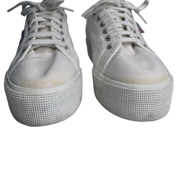 Superga 2790 Platform Sneakers white canvas Traditional Classic Lace Up Womens 8 - Picture 3 of 12